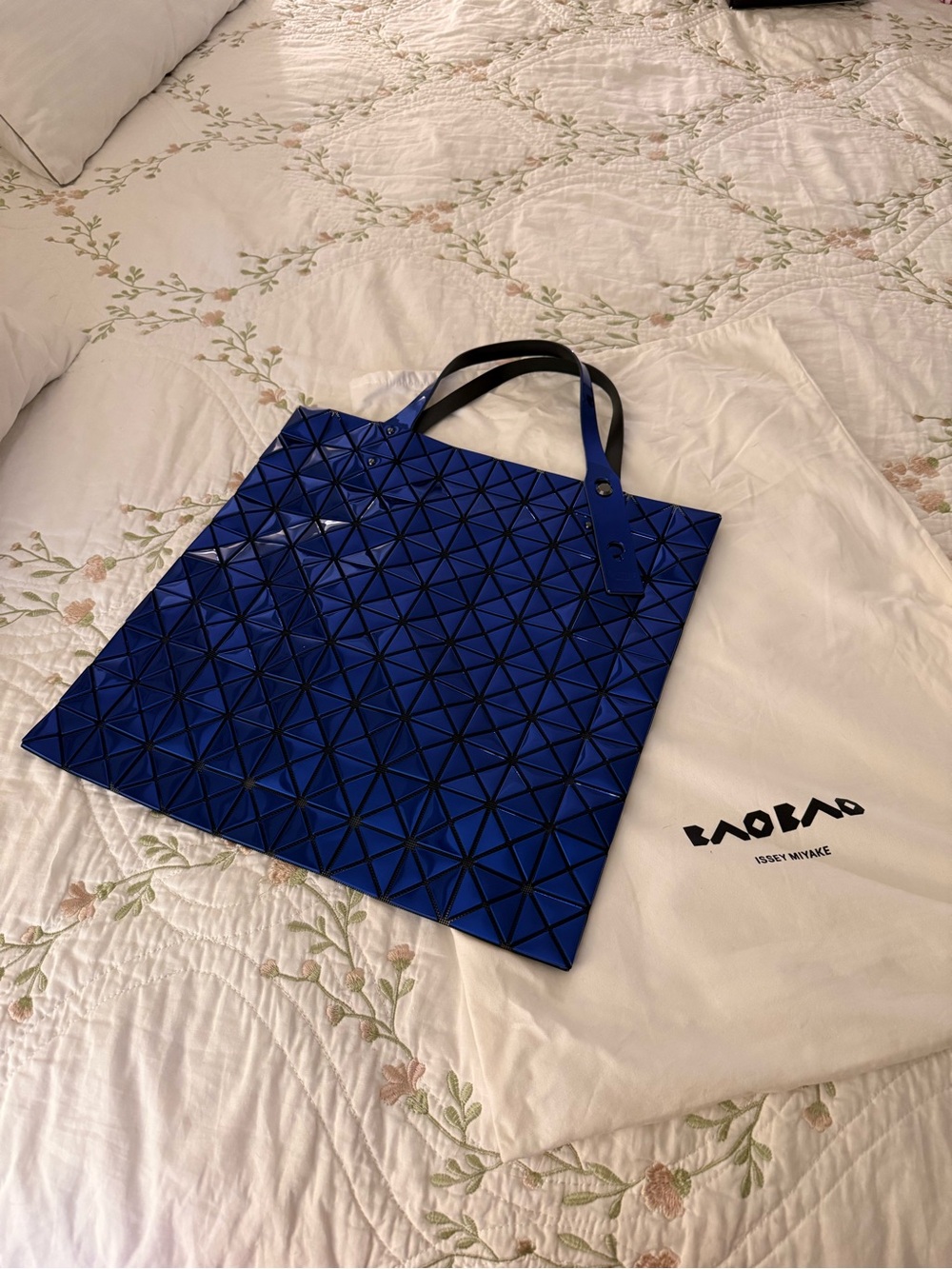 Issey Miyake Blue Geometric BAO BAO Tote with Black Handles
